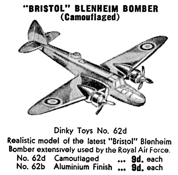 File:Bristol Blenheim Bomber, camouflaged, Dinky Toys 62d (MM 1940-07).jpg
