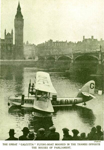 File:Calcutta Short S-8 Flying Boat G-EBVG, in front of the Houses of Parliament (WBoA 6ed 1928).jpg