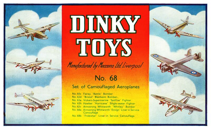 File:Camouflaged Aircraft Set, label artwork (Dinky Toys Set No 68).jpg