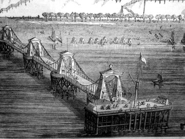 Unidentified partial image of an engraving, showing the Chain Pier (and not much on the waterfront)