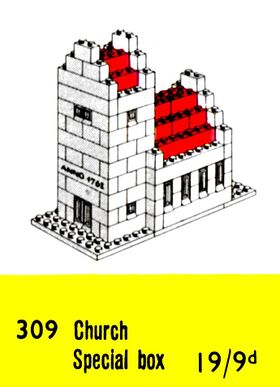 309 Church - apparently the first Lego set to include a stepped roof