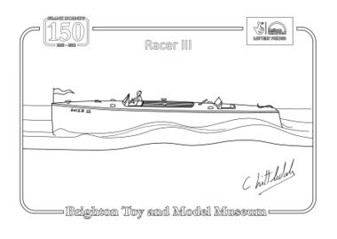Hornby "Racer III" speedboat colouring-in sheet