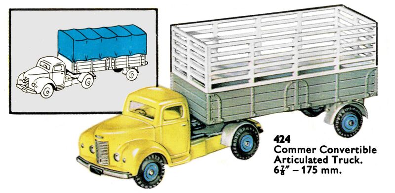File:Commer Convertible Articulated Truck, Dinky Toys 424 (DinkyCat 1963).jpg