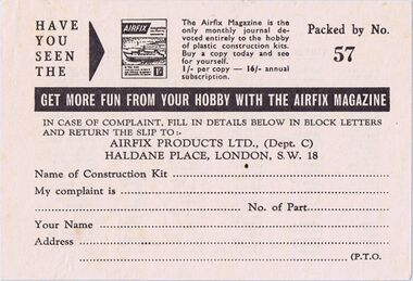 "The Airfix Magazine is the only monthly journal devoted entirely to the hobby of plastic construction kits. Buy a copy today and see for yourself. GET MORE FUN FROM YOUR HOBBY WITH THE AIRFIX MAGAZINE "