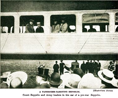 1920: Count Zeppelin (in the white hat) in the Gondola of a Zeppelin airship, with army leaders
