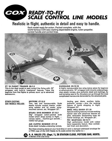 1966: Cox Ready-To-Fly Scale Control Line Models