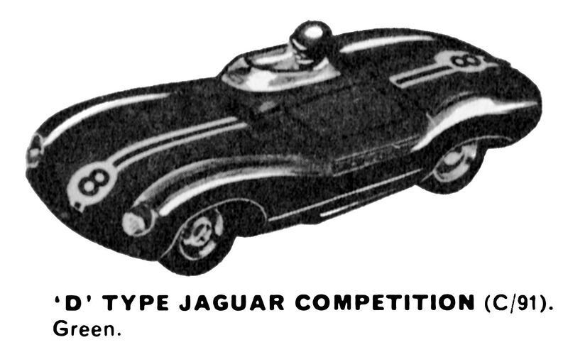 File:D Type Jaguar, Competition, Scalextric Race-Tuned C-91 (Hobbies 1968).jpg