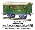 Deutsche Reichspost (DRP) Postwagen - Mail Van, Märklin 1726-PO (MarklinCat 1939).jpg