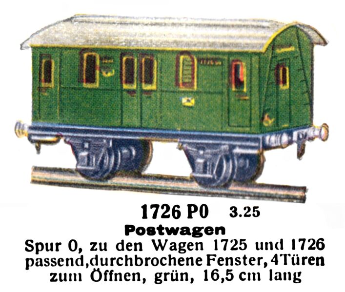 File:Deutsche Reichspost (DRP) Postwagen - Mail Van, Märklin 1726-PO (MarklinCat 1939).jpg