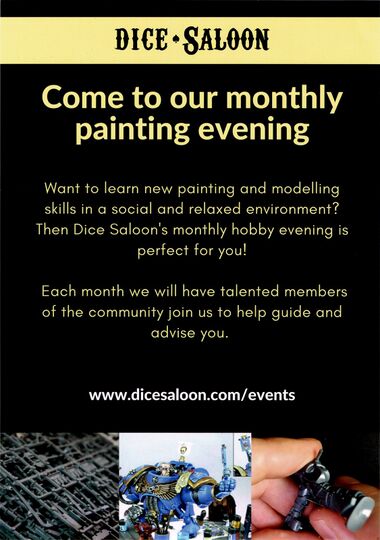 Dice Saloon, painting evenings leaflet