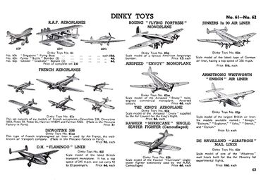 Dinky Aircraft range, 1939-40 (page 2 of 3)