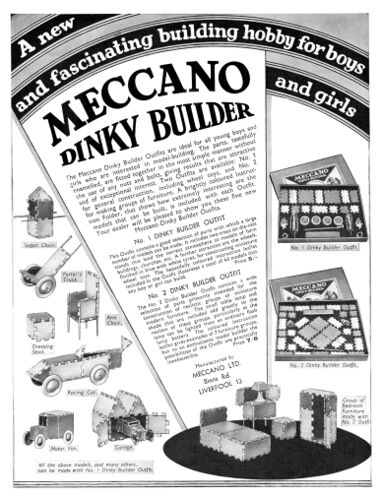 1935: Dinky Builder advert in Meccano Magazine