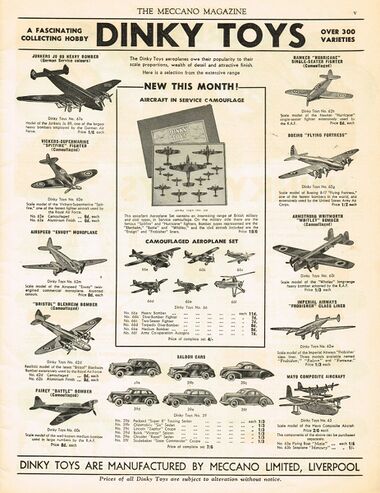 1940: Dinky advertising, with further camouflaged versions of models and sets