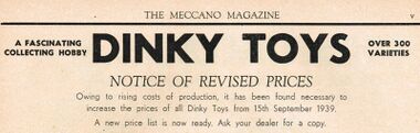 November 1939: Dinky Toys, outbreak of war