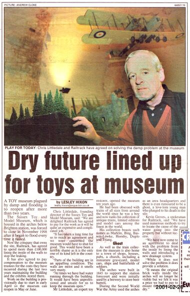 February 2001: "Dry future lined up for toys at museum"