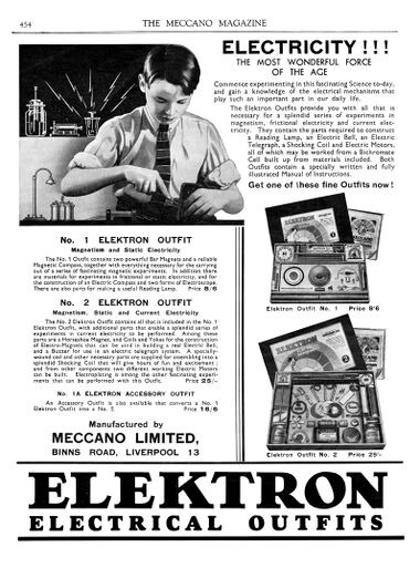 June 1933 "Elektron advert" from Meccano Magazine