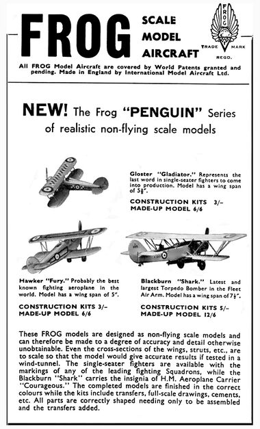 January 1937: Launch advert, with three aeroplane kits