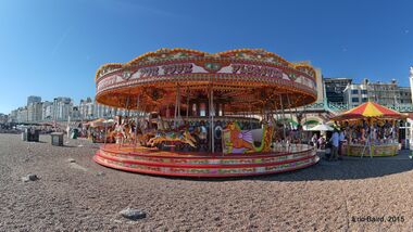 Seasonal fairground carousel, Brighton seafront, June 2015