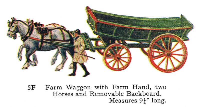 File:Farm Waggon with Farm Hand, two Horses and Removable Backboard, Britains Farm 5F (Britains 1958).jpg