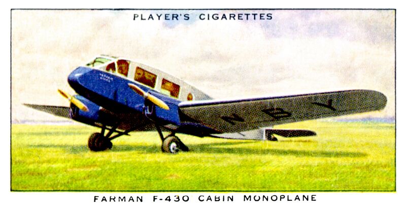 File:Farman F-430 Cabin Monoplane, Card No 27 (JPAeroplanes 1935).jpg