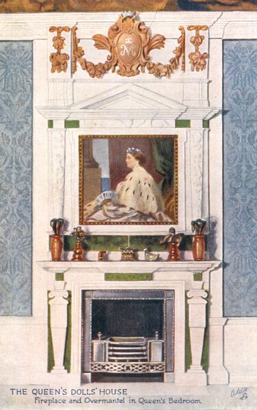 File:Fireplace and Overmantel in Queens Bedroom, The Queens Dolls House postcards (Raphael Tuck 4503-5).jpg