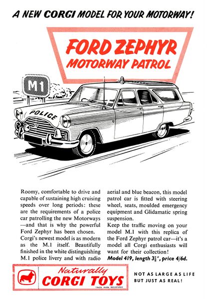 File:Ford Zephyr Motorway Patrol police car, Corgi Toys (AirfixMag 1960-08).jpg
