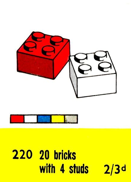 File:Four-Stud Bricks, Lego Set 220 (LegoCat ~1960).jpg