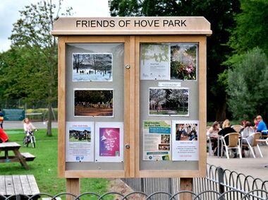 "Friends of Hove Park" noticeboard, by the Cafe