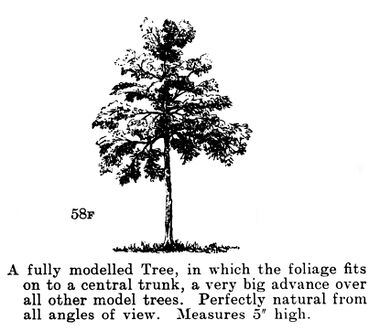 1940 catalogue image: 58F Fully Modelled Tree, lead (not a particularly faithful illustration!)