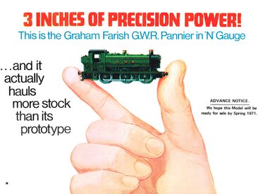 1970: GWR Pannier Tank locomotive, "We hope this model will be ready for sale by Spring 1971"
