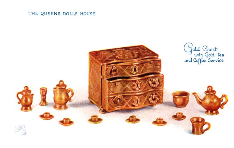 File:Gold Chest with Gold Tea and Coffee Service, The Queens Dolls House postcards (Raphael Tuck 4503-2).jpg