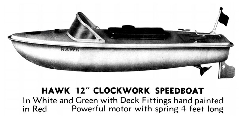 File:Hawk Speedboat, 12-inch, green and white, clockwork, Sutcliffe Toys (SutCat 1978).jpg
