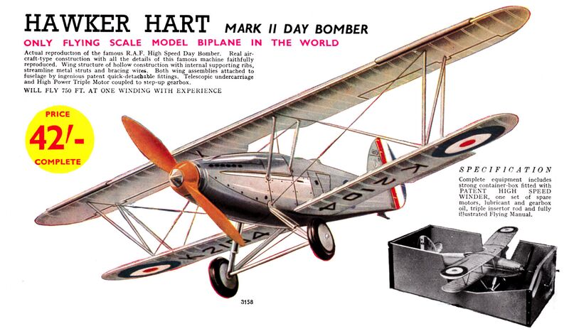 File:Hawker Hart MkII, flying model biplane, 3158 (TriangCat 1937).jpg