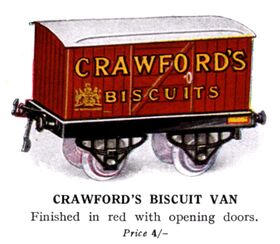1925: Hornby model railway Crawfords biscuits wagon