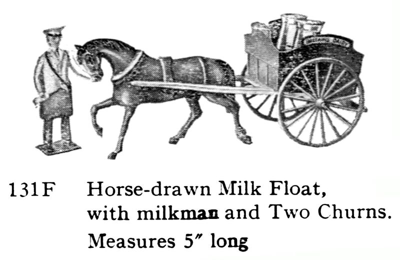 File:Horse Drawn Milk Float, Britains Dairy, with Milkman and Two Churns, Britains 131F (BritainsCat 1958).jpg