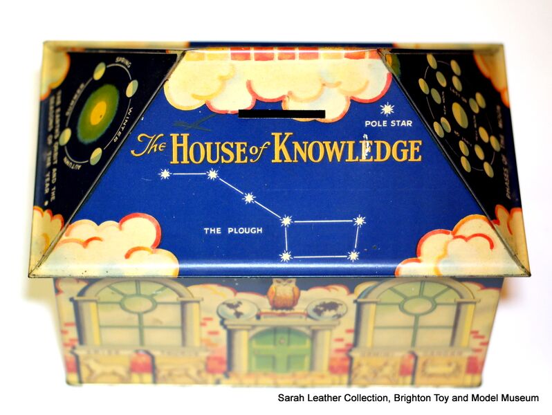 File:House of Knowledge biscuit tin money box (Crawfords).jpg