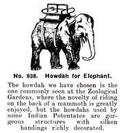Howdah for Elephant, Britains Zoo No938 (BritCat 1940).jpg