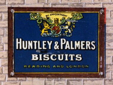 Scale model Huntley and Palmers enamelled tinplate model railway poster