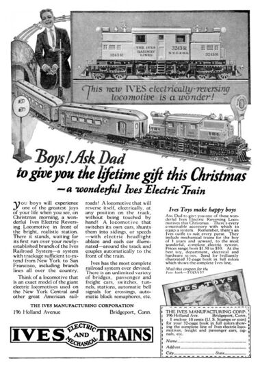 Ives Trains advert, 1924
