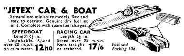 1950: Gamages advert, Jetex Car and Boat, November