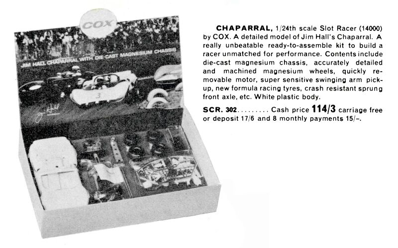 File:Jim Hall Chaparral slotcar kit, 1-24 scale, Cox 1400 (Hobbies 1967).jpg
