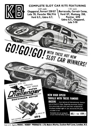 1966: K&B Complete Slot Car Kits, in 1:24 and 1:32 scale