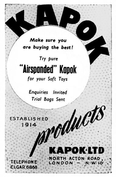 1956: trade advert for Kapok Ltd.