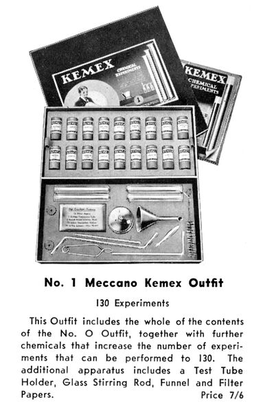 Kemex Chemistry Outfit No.1, 1934 advert