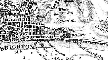 1860: map showing the park at the then-edge of the town