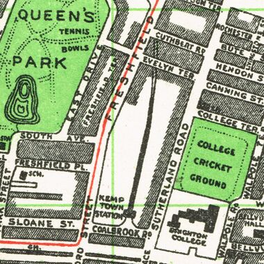 1939 map excerpt, showing Kemp Town Station