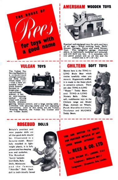"The House of Rees: for toys with a good name", L. Rees and Co Ltd. (page from British Playthings Overseas, October 1955).