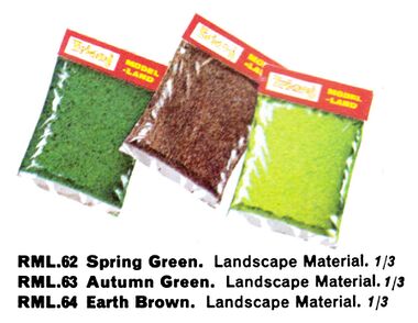Model-Land Landscape Materials (sprinkles), Spring Green RML.62, Autumn Green RML.63 , Earth Brown RML.64