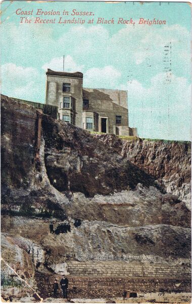 "Landslip At Black Rock, postcard, postmarked 1912