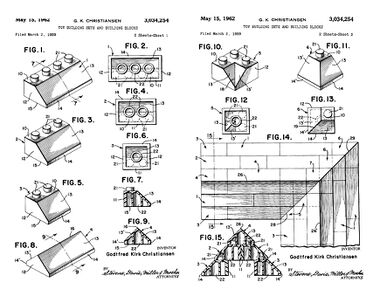 1959 patent application for the Lego roof bricks.